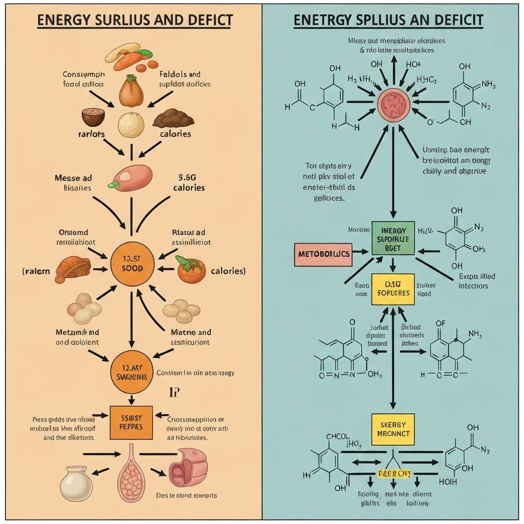 Energy surplus and deficit concept diagram